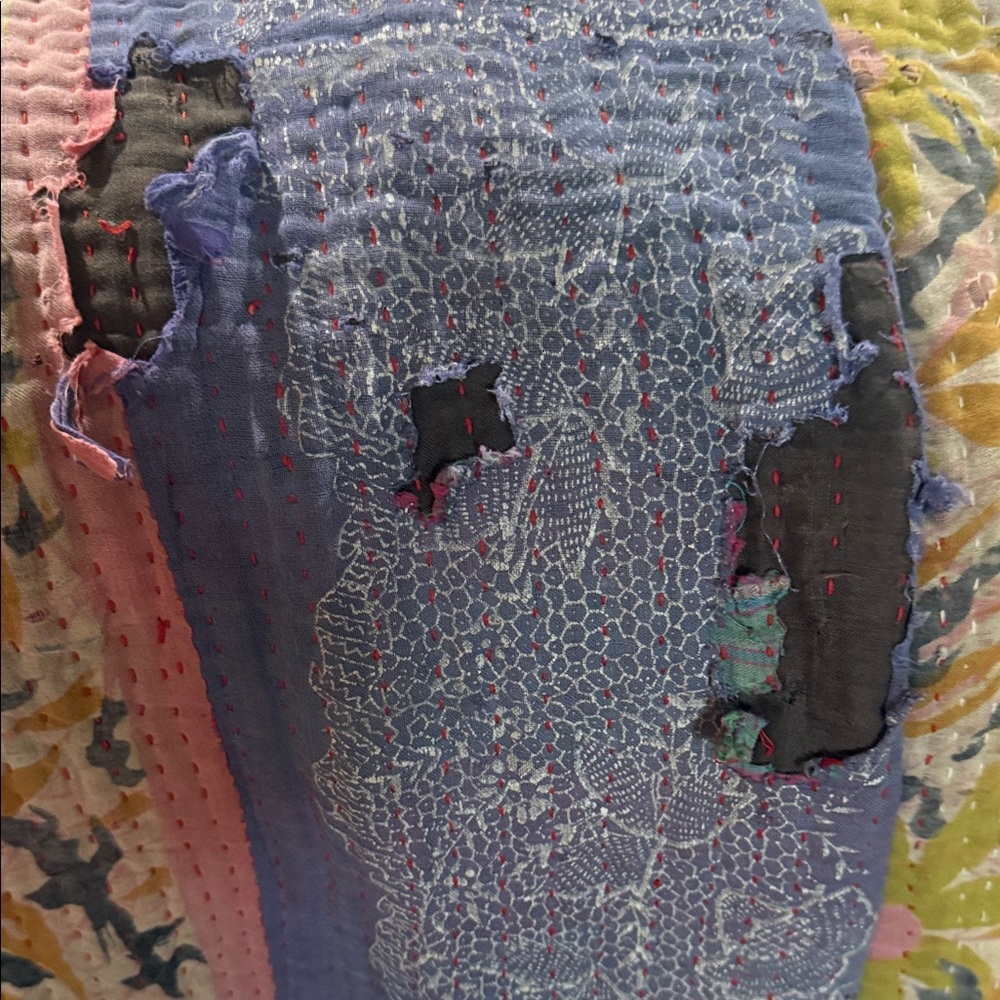 NEW- Jaded Gypsy Boho Kantha Patchwork Long Coat - Multi Color - Picture 7 of 11